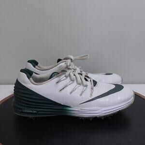 Nike Lunar Control Golf Cleats Women Size 7 White Green Spiked Shoes EUR 38